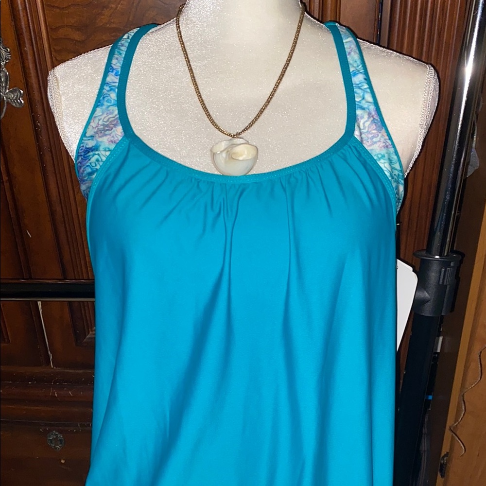 Next Blue Sleeveless Swim Top
